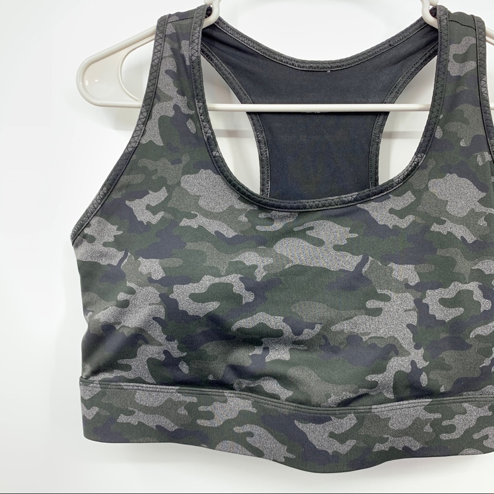 Fabletics Camo Sports Bra - Black and Gray - Picture 3 of 9